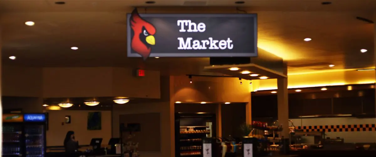 Overhead The Market sign